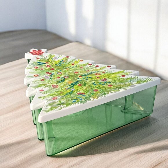 Pioneer Woman CHRISTMAS TREE Treats Cookies Fudge PLASTIC Holder Holiday plate - Picture 2 of 14